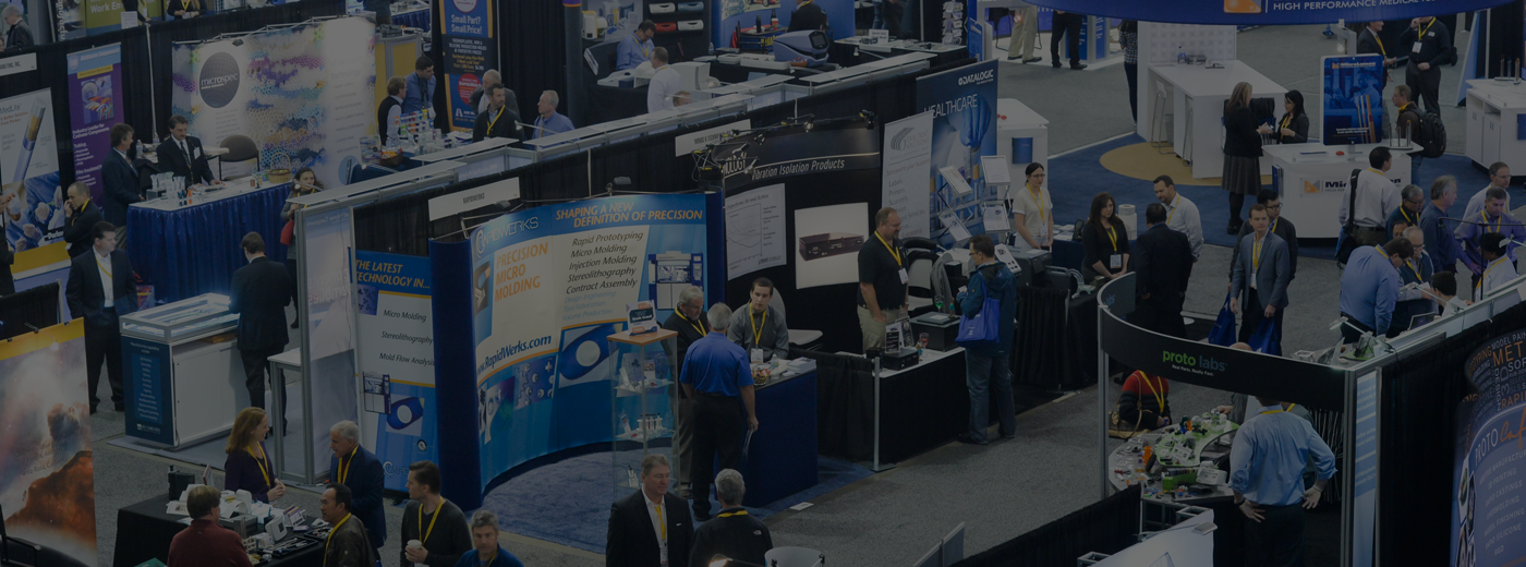 Wide shot of exhibitor booths