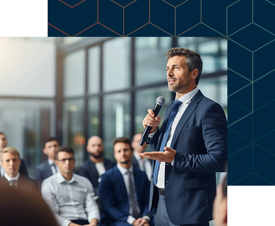 Confident businessman delivering a presentation